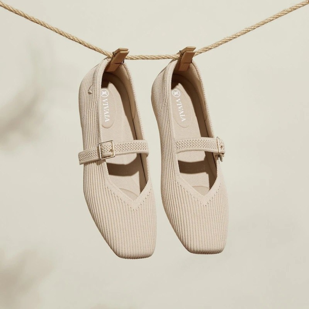 VIVAIA Margot Almond Mary Jane Square Toe Knit Flats EU 38.5 US 7.5